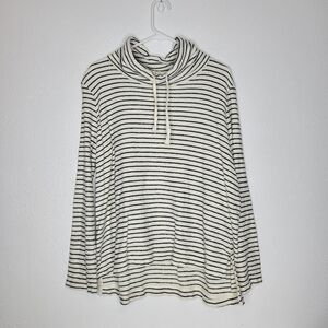Lou & Grey Navy & White Stripe Mock Neck Sweater Women's Size Large